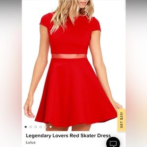 Lulu’s Legendary Lovers skater Dress- Red- Medium